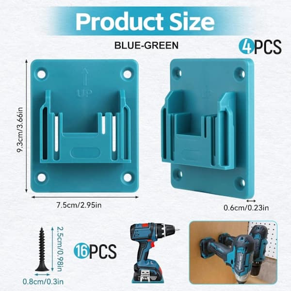 5-pack Wall Mounted Tool Holder for Makita 18V Power Tools, Power Tool Drill Holder with 20 Screws, SE