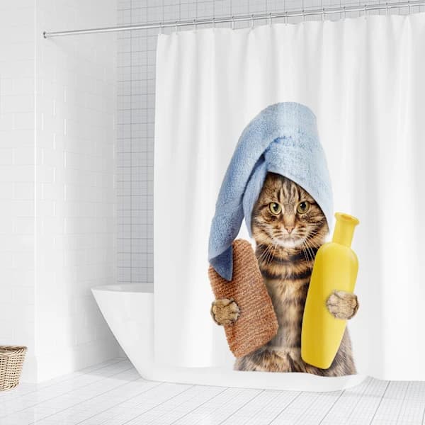 1 st Söt Katt Duschdraperi Polyester Badrumsgardin Vattentät, Mi,A