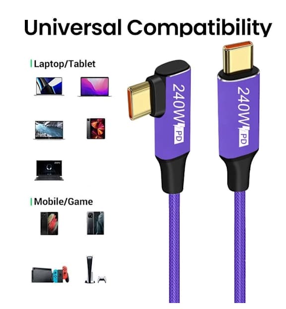 USB-C pikalatauskaapeli Type-C datakaapeli monivärinen 0,5-3M 3M Purple