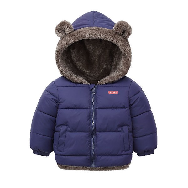 Tjock kashmirkappa, lämplig för pojkar och flickor, enfärgad huvtröja, parkas, 2-6 år, höst/vinter 2024 blue one hundred and forty