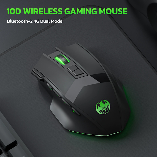 Trådlös laddning Bluetooth Dual Mode 10-knapps Tyst Gamingmus 4800DPI Mus RGB Färgljus vit default