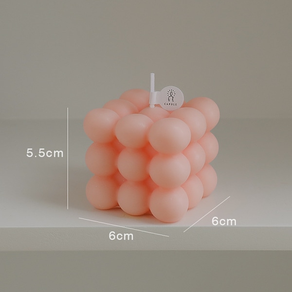 Aromaterapiljus i bubbelkubform, handgjort, används för aromaterapi, sojavax, heminredning, födelsedags- och bröllopsfestljus Light Pink