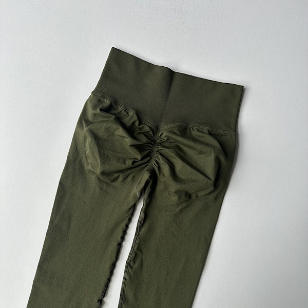 Sömlösa yogaleggings för dam, träningsbyxor, träningsleggings, sportleggings med låg midja Military Green S