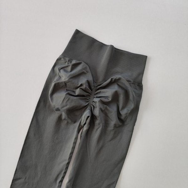 Sömlösa yogaleggings för dam, träningsbyxor, träningsleggings, sportleggings med låg midja dark grey L