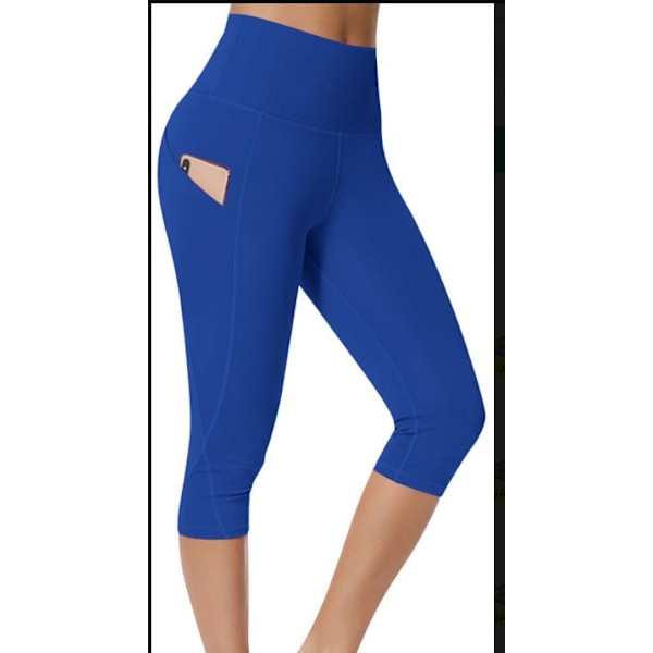 Fickhöga leggings med hög midja, träningsbyxor, löparkläder för kvinnor, snabbtorkande sportkläder, fitness- och yogabyxor, 2025 nya serien blue L