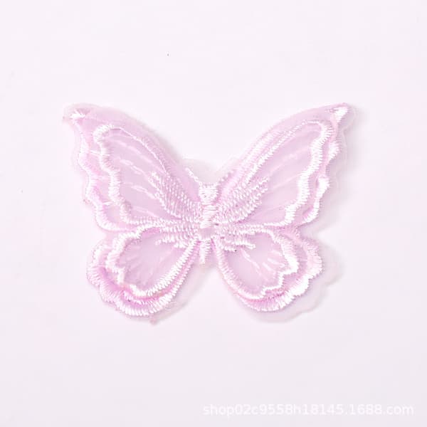 20 STK 3D Simulation Dobbelt Sommerfugl Blonde Broderi Patch Sommerfugl purple