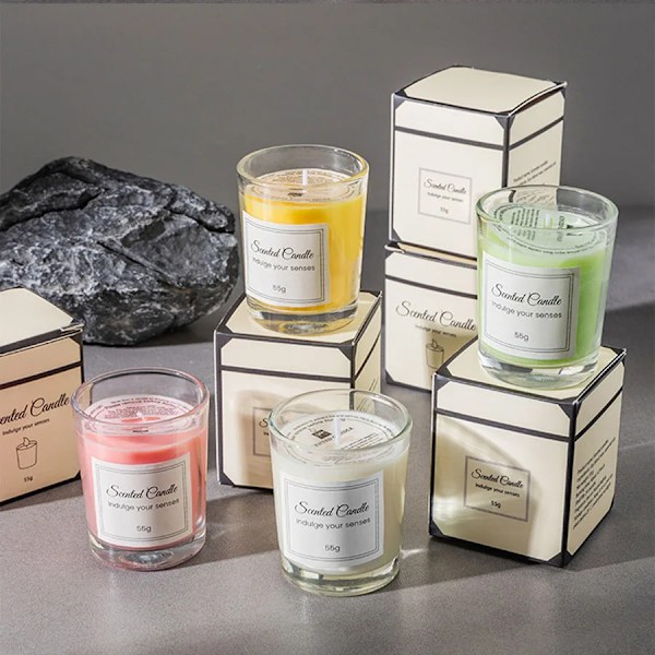 Glas Aromaterapiljus, Premium Presentförpackning, Handgjort, Rökfritt Sojavax, Kreativt Aromaterapiljus, Kompisgåva Japanese persimmon