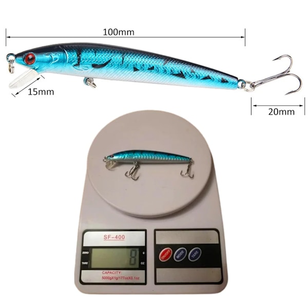 Långstjärtad malbete 10cm 9g flytande hårt bete skakare konstgjord crank 3D-öga 10 färger karp abborre fiskeredskap Complete set of 10 pieces