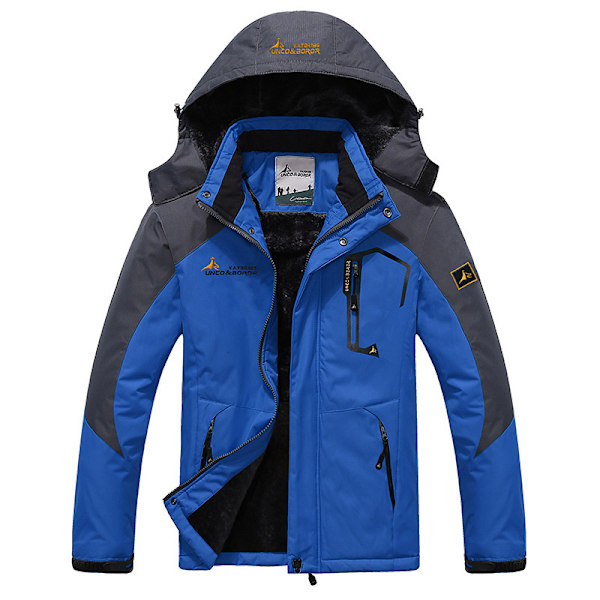 Vindtät parkas, tjock och varm vindtät pälsjacka, militär stil huvtröja, herr/dam vindtät jacka Men's Deep Blue XXL