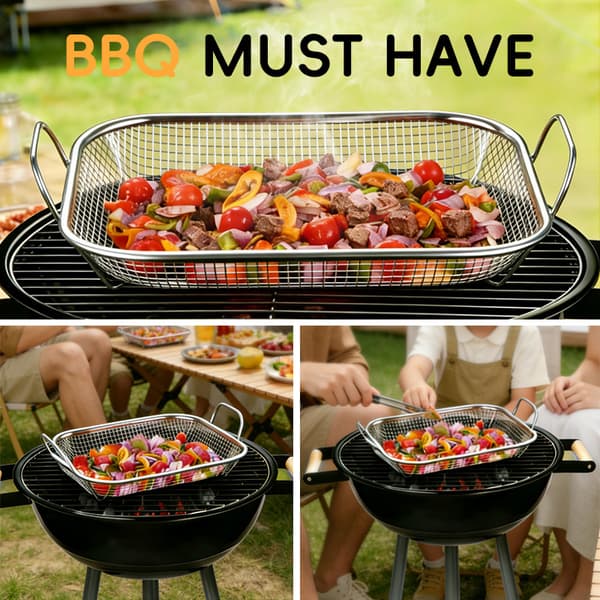 Pannagrill Grillnät Kylskåpskorg Pannagrillkorg Silver