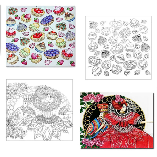 Målarbok Mandala Blomma, 24 sidor, 1 styck, lämplig för barn och vuxna, graffitimålning Dreaming