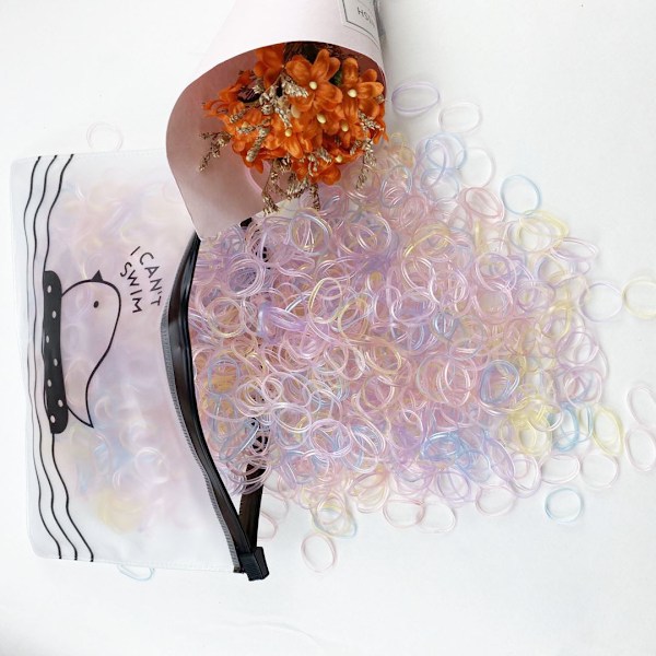 Flickors konstgjorda mjuka gummipoleringsmedel, 500 stycken/set, färgkomparator, bastubälte, hästsvanshållare, barntillbehör Style 7