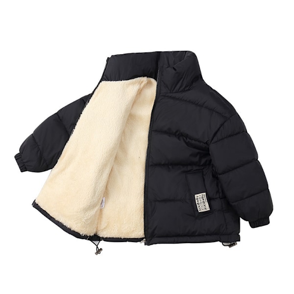 Tjock kashmirkappa, lämplig för pojkar och flickor, enfärgad huvtröja, parkas, 2-6 år, höst/vinter 2024 Headless Black one hundred and twenty