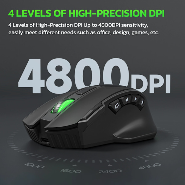 Trådlös laddning Bluetooth Dual Mode 10-knapps Tyst Gamingmus 4800DPI Mus RGB Färgljus vit default