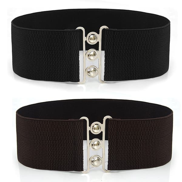 Fladt elastikbælte med metalspænde, flerfarvet light blue