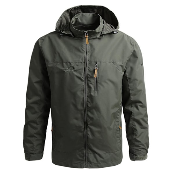 Vindjacka för män, vattentät, med huva, militär, sport, europeisk storlek S-5XL, terrängklättring, slim fit green M