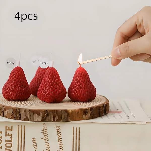 Jordgubbsformade mini aromaterapiljus och realistiska fruktdoftande aromaterapiljus är perfekta som trendiga fotorekvisita pink 9 packs