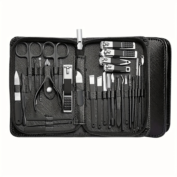 30 set med nagelklippare och nagelverktygsset, inklusive portabelt resefodral, stratum corneum-klämma och klippset, professionella nagelklippare Black Red