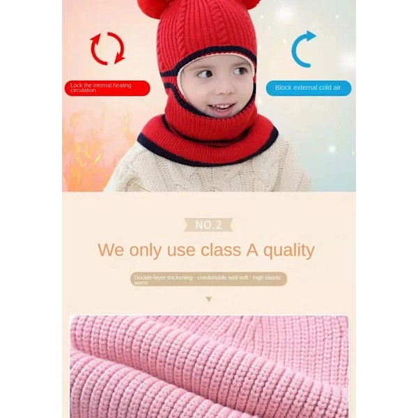 Pojkar och flickor i overaller, babyhattar, varma halsdukar, öronmuffar, barnsliga urinblåsor utan kant, spädbarn i åldern 2 till 5, vinter red One size fits all