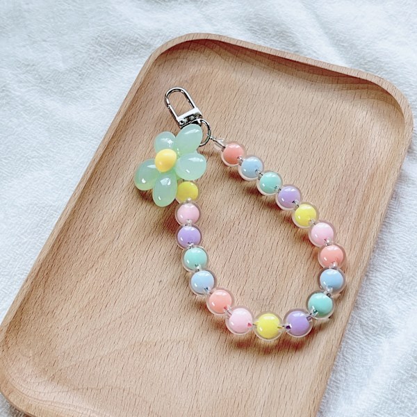 Mobiltelefon anti-förlorad snodd, kort nyckelarmband, färgglatt macaron runt pärlhänge, handhållen kedja för kvinnor, mobiltelefonsnodd Style 8
