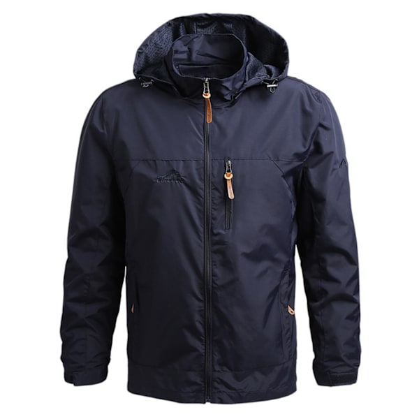 Vindjacka för män, vattentät, med huva, militär, sport, europeisk storlek S-5XL, terrängklättring, slim fit blue XXL