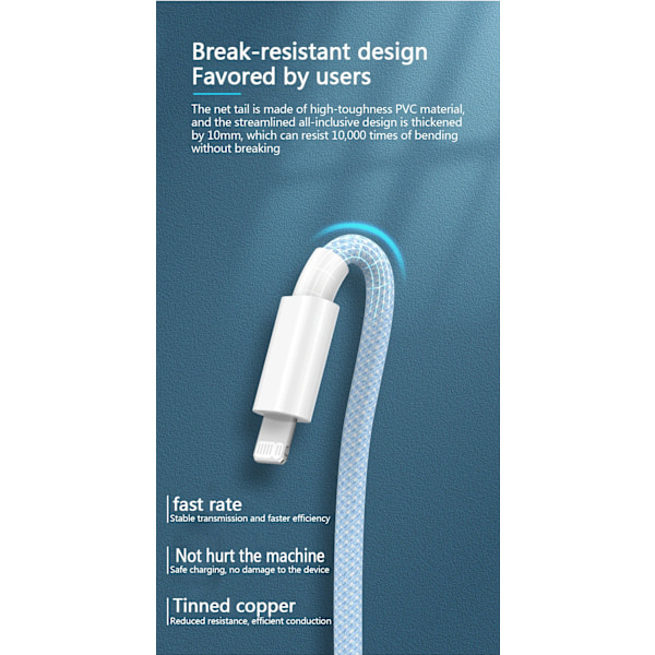 20W USB-C PD-kabel för iPhone 14 13 12 11 Pro Max Xs 8 Plus iPad 3A Datakabel för iPhone Typ-C Datakabel rosa 2M