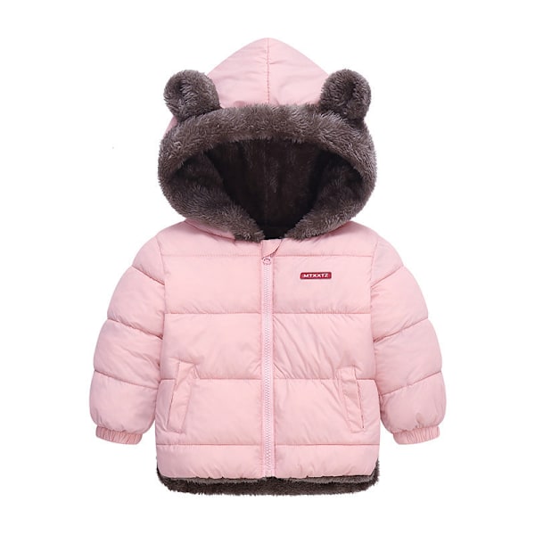 Tjock kashmirkappa, lämplig för pojkar och flickor, enfärgad huvtröja, parkas, 2-6 år, höst/vinter 2024 Pink one hundred and twenty