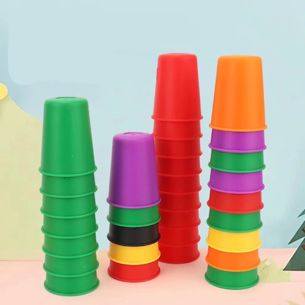 Montessori leksaker, mini stapelbara koppspel med kort, pedagogisk intelligensutveckling, färgigenkänning, barns logikträning 30 cups+24 cards