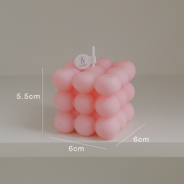 Aromaterapiljus i bubbelkubform, handgjort, används för aromaterapi, sojavax, heminredning, födelsedags- och bröllopsfestljus pink