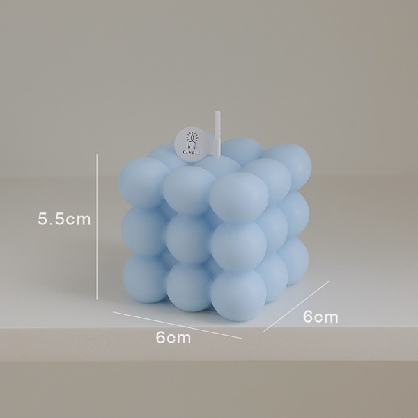 Aromaterapiljus i bubbelkubform, handgjort, används för aromaterapi, sojavax, heminredning, födelsedags- och bröllopsfestljus blue