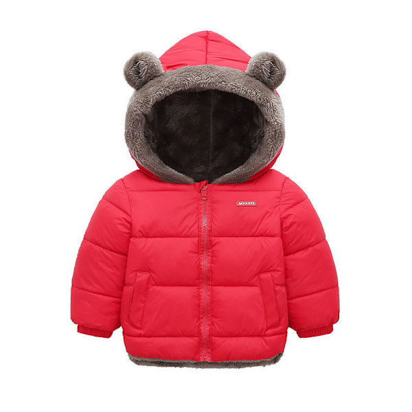 Tjock kashmirkappa, lämplig för pojkar och flickor, enfärgad huvtröja, parkas, 2-6 år, höst/vinter 2024 red one hundred and twenty