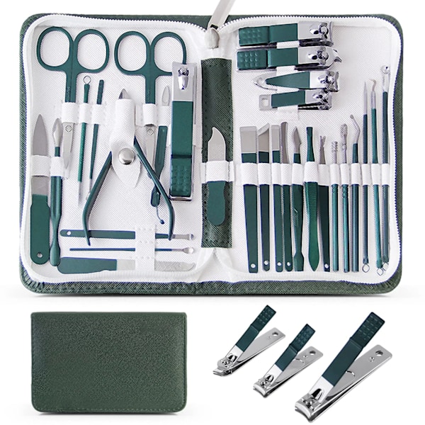 30 set med nagelklippare och nagelverktygsset, inklusive portabelt resefodral, stratum corneum-klämma och klippset, professionella nagelklippare Black Red