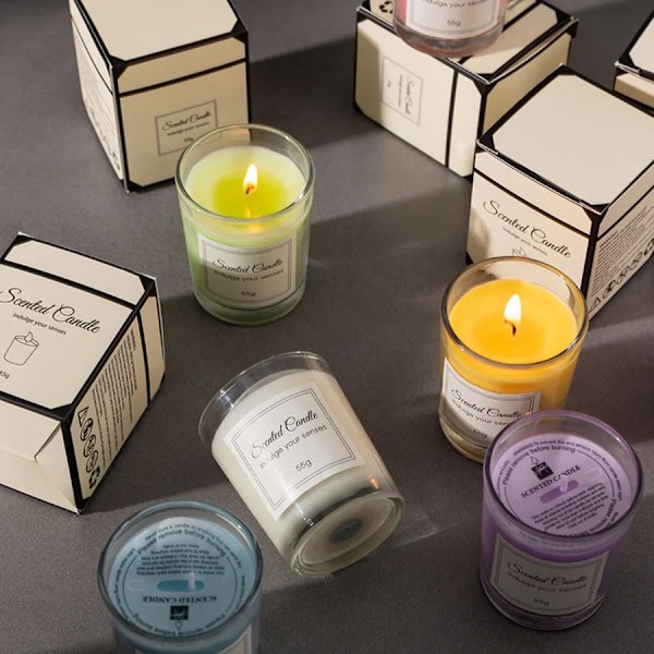 Glas Aromaterapiljus, Premium Presentförpackning, Handgjort, Rökfritt Sojavax, Kreativt Aromaterapiljus, Kompisgåva Freesia