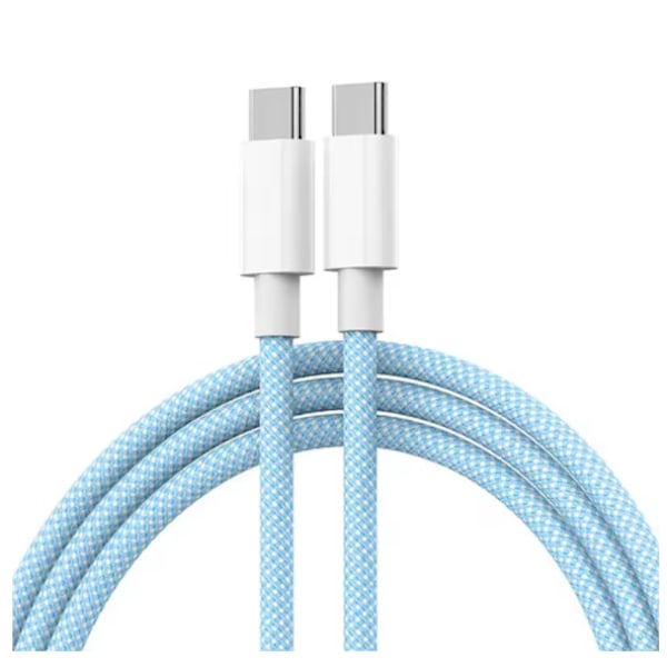 USB Typ C Snabbladdningskabel För Mobiltelefoner, PD 60W Flätad Laddningskabel För IPhone 15 Android Samsung Huawei blå 1m