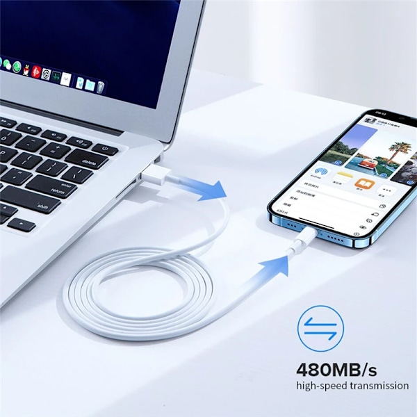 USB-laddningskabel för iPhone, snabbladdning, datadelningskabel, iPhone 14、8、7、6S Plus，13、12 Pro，XS Max，Poly SE，1m、2m、3m USB port 3-pack 1m