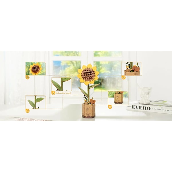 3D-pusselbukett i trä, blomsterhantverkssats i trä, eviga blommor, romantisk födelsedagspresent till mors dag tram