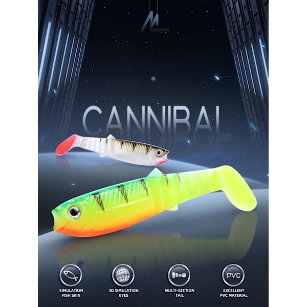 MEREDITH Cannibal Bete 80mm 100mm 125mm Konstgjort Mjukt Fiskbete Swinger Fiskbete Mjukt Silikon Fiskmaskbete C 100mm 5 pack