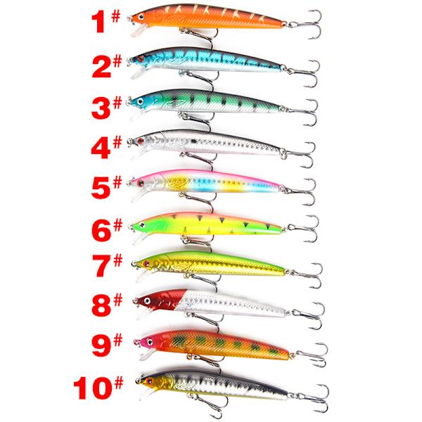 Långstjärtad malbete 10cm 9g flytande hårt bete skakare konstgjord crank 3D-öga 10 färger karp abborre fiskeredskap Randomly pack 5 items
