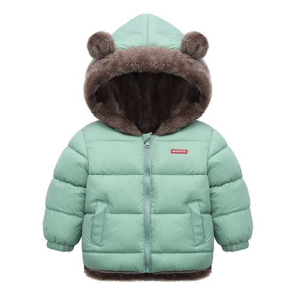 Tjock kashmirkappa, lämplig för pojkar och flickor, enfärgad huvtröja, parkas, 2-6 år, höst/vinter 2024 green one hundred and twenty
