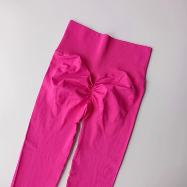 Sömlösa yogaleggings för dam, träningsbyxor, träningsleggings, sportleggings med låg midja rose red S