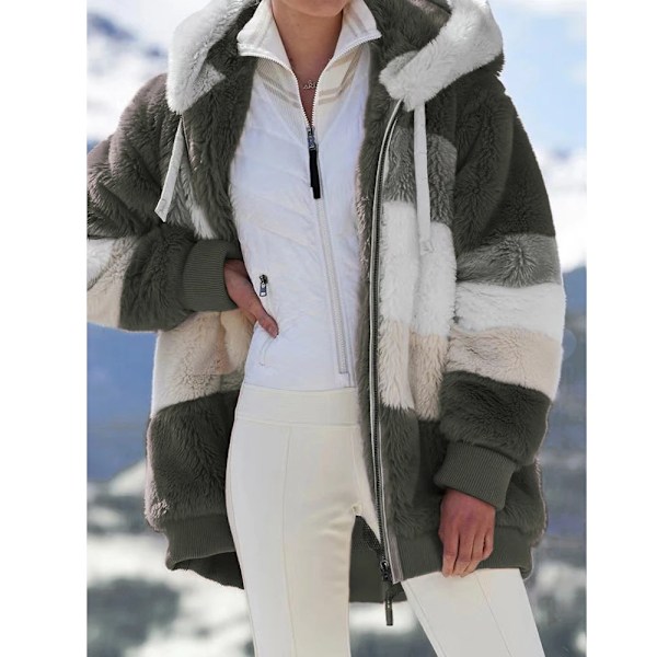 Kvinnlig kashmirhuvtröja, dragkedjekappa, spliced ​​optisk, sydd rutig jumpsuit, vintermode 2025 Caramel color 4XL