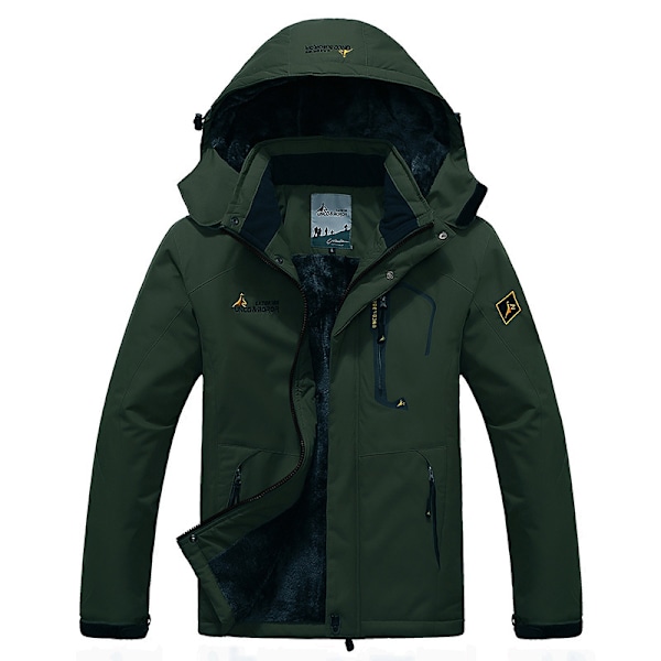 Vindtät parkas, tjock och varm vindtät pälsjacka, militär stil huvtröja, herr/dam vindtät jacka Men's military green 4XL