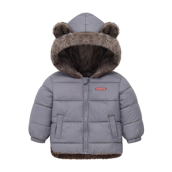 Tjock kashmirkappa, lämplig för pojkar och flickor, enfärgad huvtröja, parkas, 2-6 år, höst/vinter 2024 grey one hundred and twenty