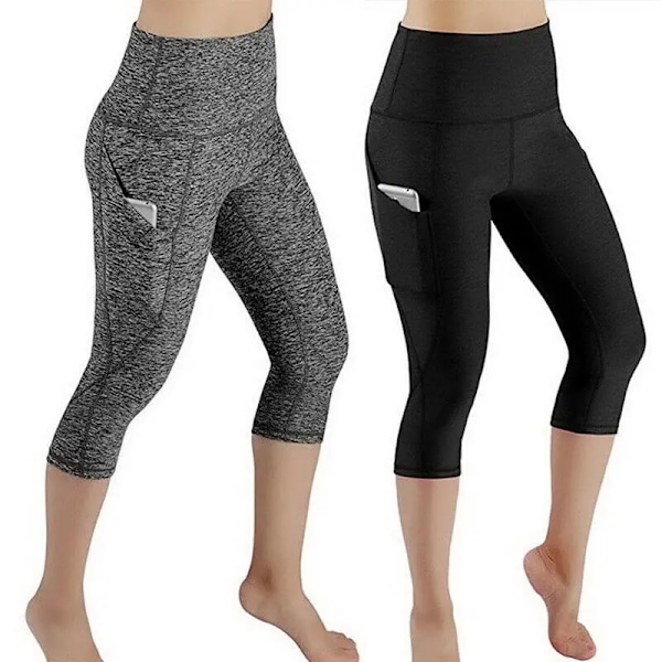 Fickhöga leggings med hög midja, träningsbyxor, löparkläder för kvinnor, snabbtorkande sportkläder, fitness- och yogabyxor, 2025 nya serien Light gray XL