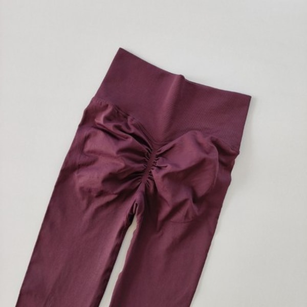Sömlösa yogaleggings för dam, träningsbyxor, träningsleggings, sportleggings med låg midja Grape Purple S