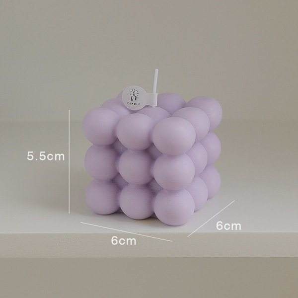 Aromaterapiljus i bubbelkubform, handgjort, används för aromaterapi, sojavax, heminredning, födelsedags- och bröllopsfestljus Purple;