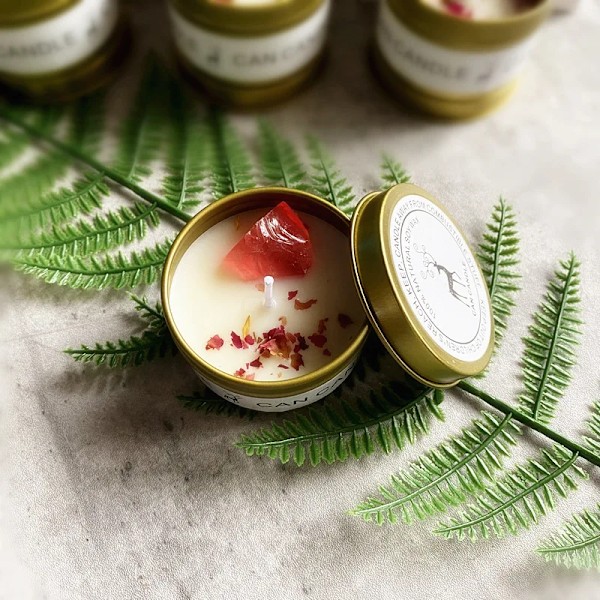 Rökfritt Aromaterapi Sojavaxljus Heminredning, Används Efter Aromaterapi, Kristallsalt, Stenblomma golden clover