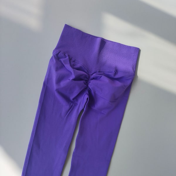 Sömlösa yogaleggings för dam, träningsbyxor, träningsleggings, sportleggings med låg midja Blue purple L