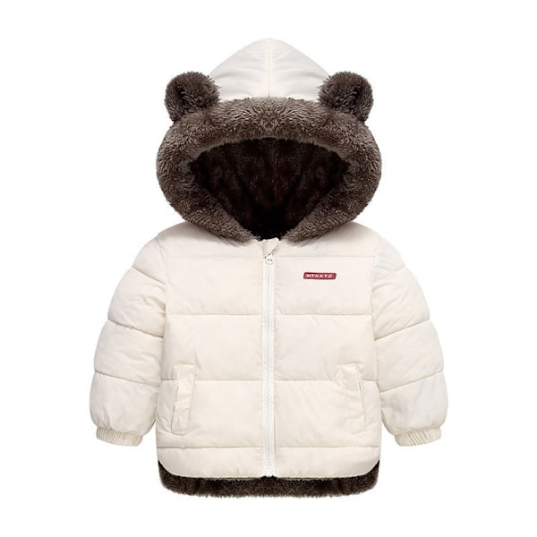 Tjock kashmirkappa, lämplig för pojkar och flickor, enfärgad huvtröja, parkas, 2-6 år, höst/vinter 2024 white one hundred and twenty