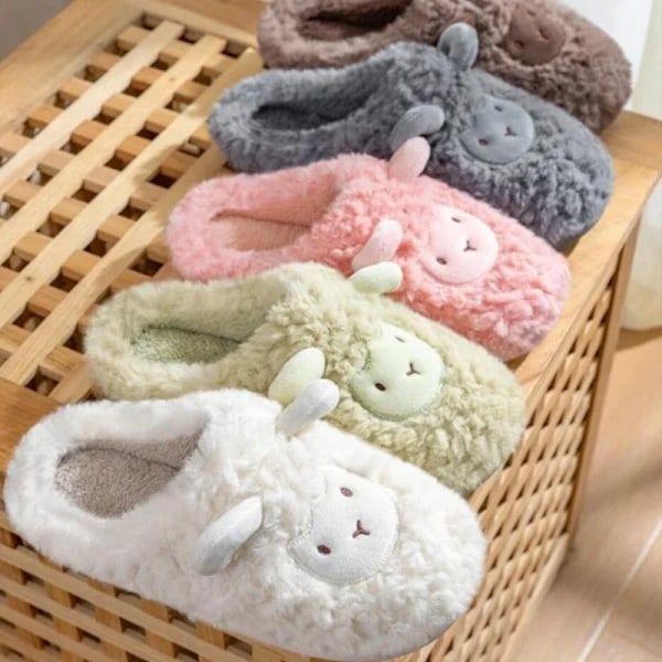 Söta bomullstofflor för män och kvinnor, bomulls-tofflor, tecknade skor, varma, vinter Pink-B 38-39(EU36)